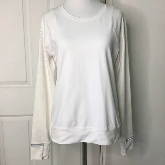 Lululemon Reflective White Long Sleeve Top Size 4 - Picture 2 of 14